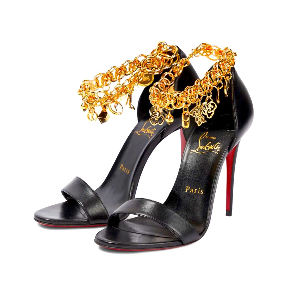 Christian Louboutin GOURMI SANDAL 100 Charm Chain Strap D'Orsay Heel Shoes $1495